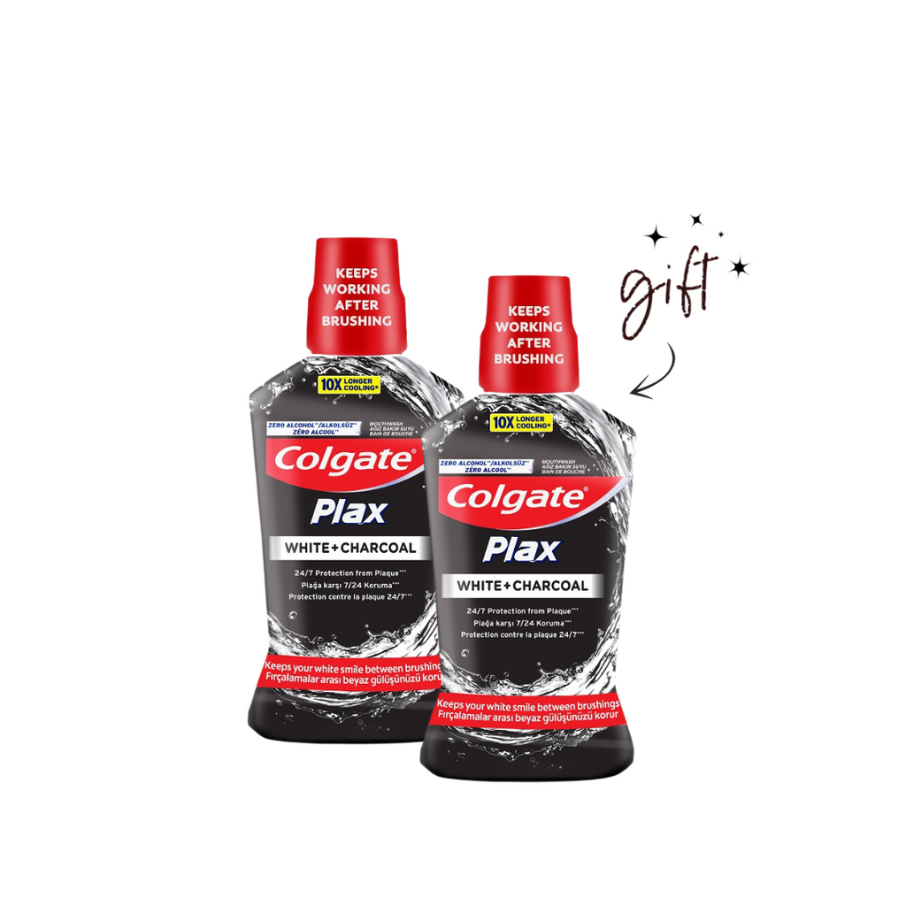 Colgate Plax White Charcoal Whitening Mouthwash 500ml + 1 Free Oral