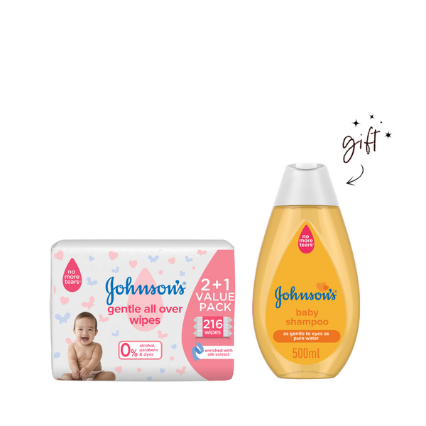 Johnson's Baby 72x3 Wipes Bundle + Free Shampoo