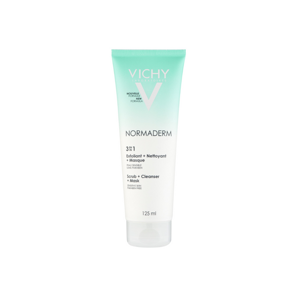 Vichy Normaderm 3 in 1 Cleanser, Scrub & Mask for Oily/Acne Skin 125ml