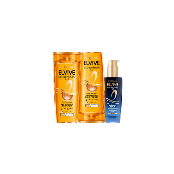 L'Oréal Paris Elvive Exoil Shampoo, Conditioner And Serum Bundle At 20% Off