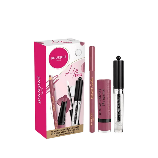 Bourjois Velvet Lipstick + Lip Liner + Lip Gloss Fab Set