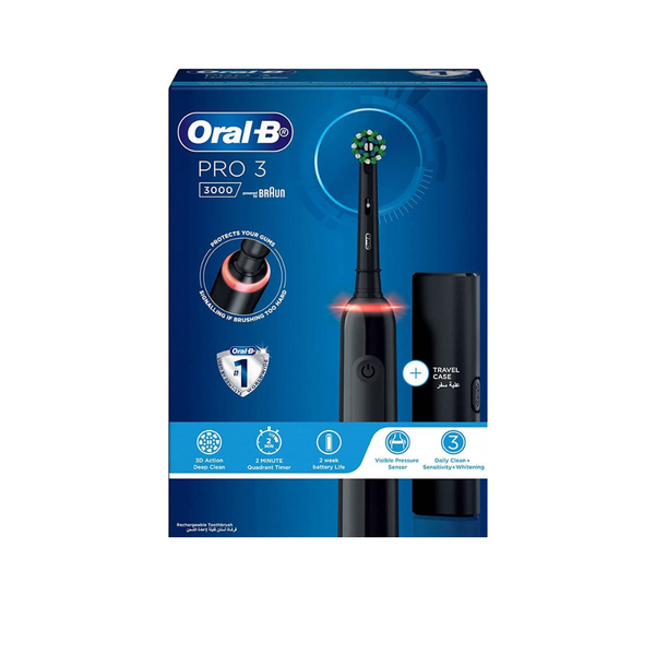 Oral B Pro 3 Electric Toothbrush With Travel Case - Black