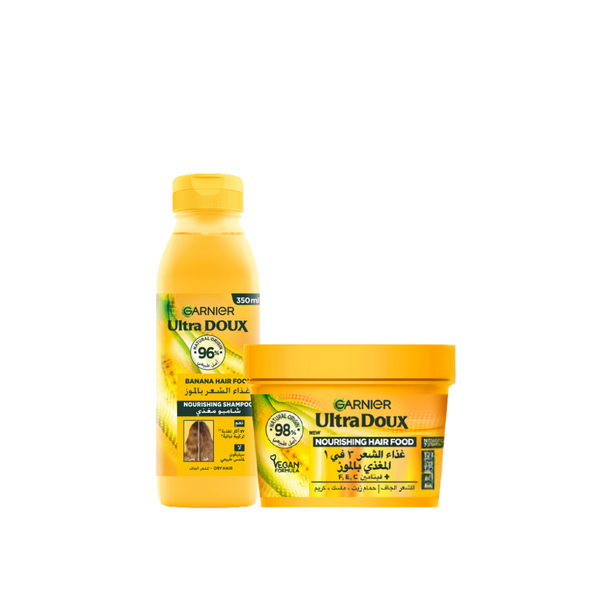 Garnier Ultra Doux Hair Food Shampoo & Mask Bundle + Free Gift At 15% Off