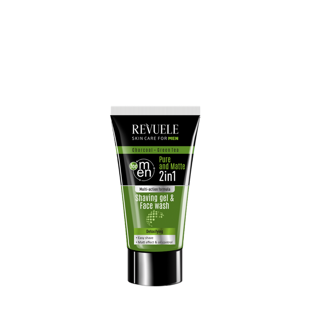 Revuele Men Care Charcoal And Green Tea Shaving Gel An Face Wash 2 In 1 180ml Personal Hygiene