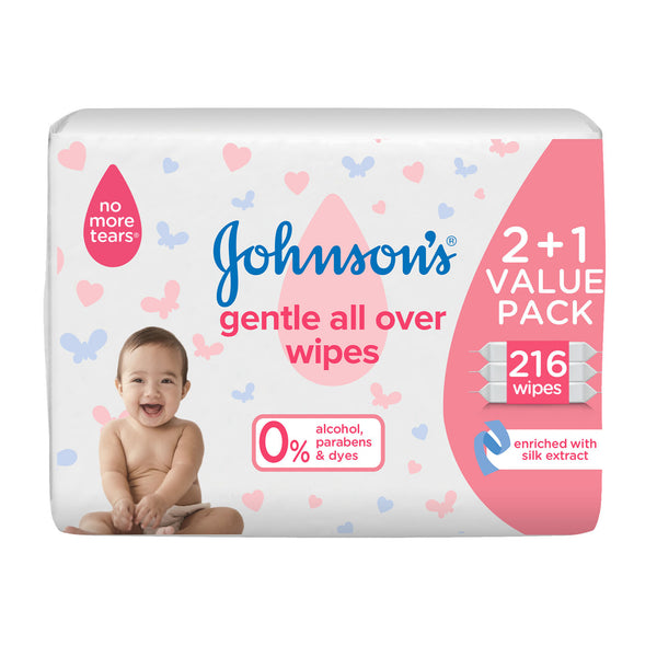 Johnson's Gentle All Over Baby Wipes 72 Wipes x 3pcs