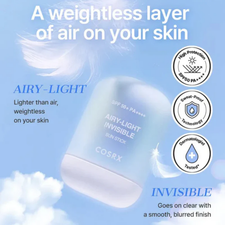 COSRX Airy-Light Invisible Sun Stick SPF 50+ PA++++ lightweight sunscreen role lifestyle picture 
