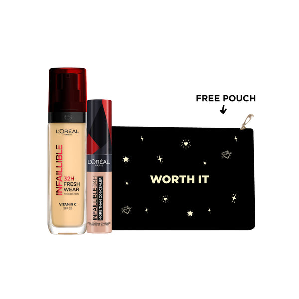 L'Oreal Paris Freshwear Foundation And Concealer Bundle + Free Pouch At 15% Off