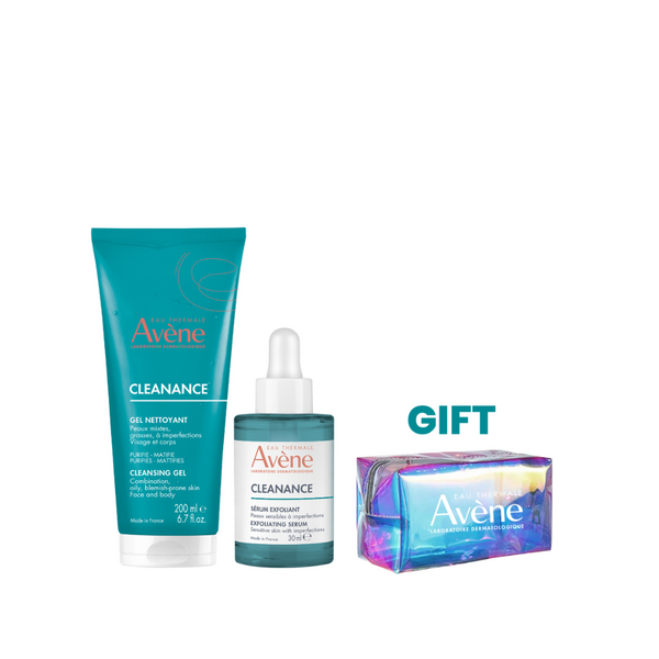 Avène Cleanance Exfoliating & Cleansing Bundle + Free Pouch
