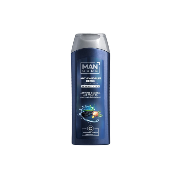 Mancode 2in1 Anti Dandruff & Detox Shampoo With Activated Charcoal 400ml