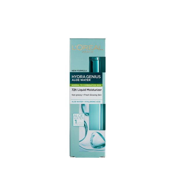 L’Oréal Paris Hydra Genius Aloe Water and Hyaluronic Acid 72H Liquid Moisturizer For Normal to Combination 70ml