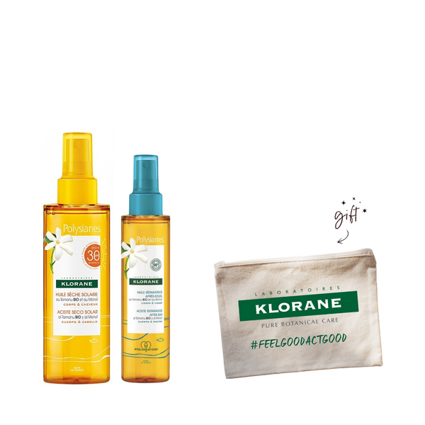 Klorane After Sun Hair Repair Bundle + Gift Pouch