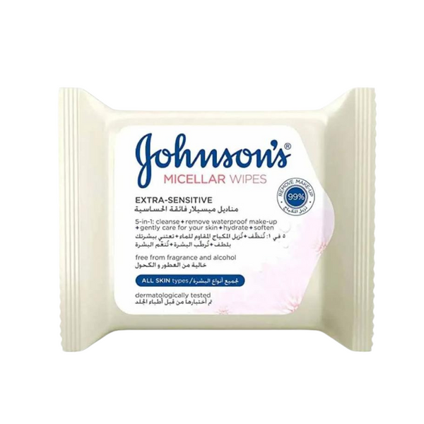 Johnson's Facial Wipes Micellar Extra Sensitive White 25 Pieces