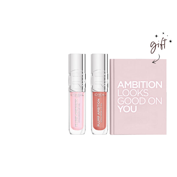 L’Oréal Paris Plump Ambition Hyaluron Lip Oil Duo Bundle + Free Notebook