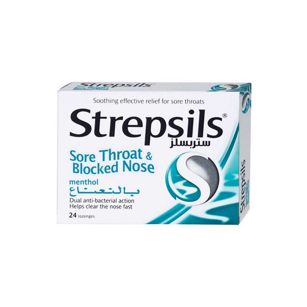 Strepsils Sore Throat & Blocked Nose - Menthol 24S