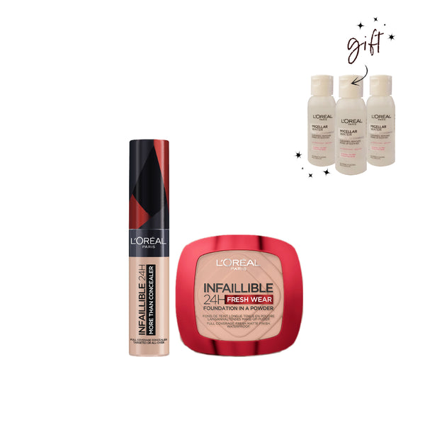 L'Oreal Paris Powder X Concealer Bundle + Free Mini Micellar At 20% Off