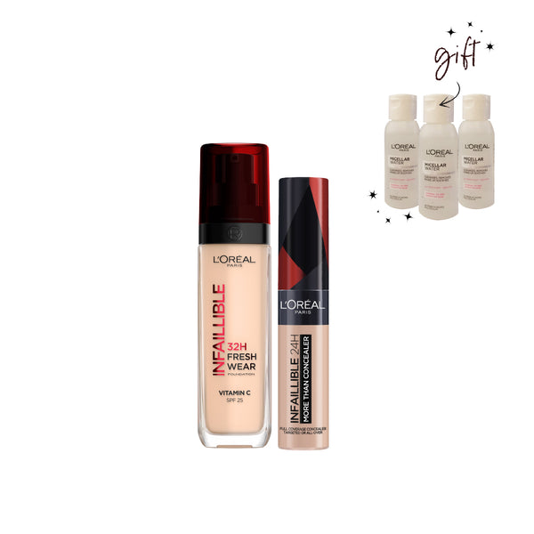 L'Oreal Paris Freshwear Foundation And Concealer + Free Mini Micellar Bundle At 20% Off