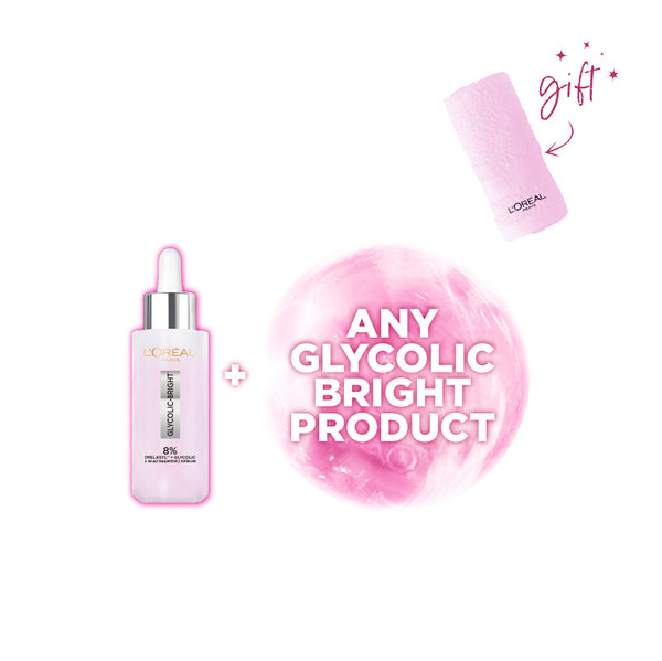 L’Oréal Paris Glycolic Bright Serum with 8% Melasyl Routine Bundle + Free Towels