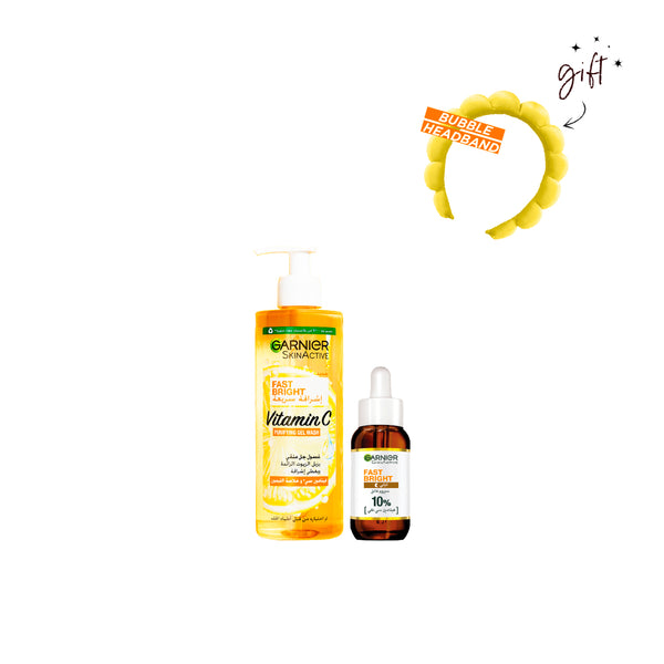 Garnier Fast Bright Micellar And Serum Bundle 20% Off + Free Bubble Headband