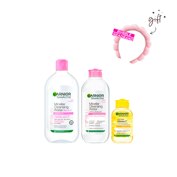 Garnier Classic Micellar Water All Sizes Bundle + Free Bubble Headband At 15% Off