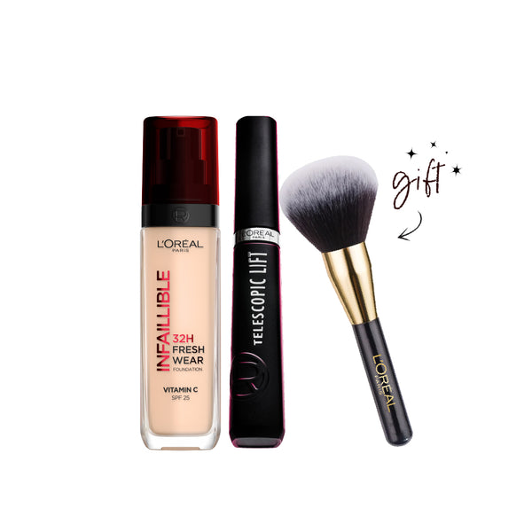 L'Oreal Paris Freshwear Foundation x Telescopic + Free Blush Brush Bundle At 25% Off