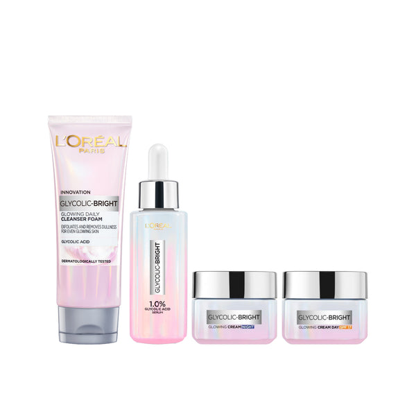 L'Oreal Paris Glycolic Bright Full Routine Bundle At 25% Off