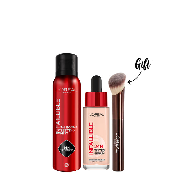 L'Oréal Paris Infallible Tinted Serum x Infaillible Setting Spray Bundle + Free Brush