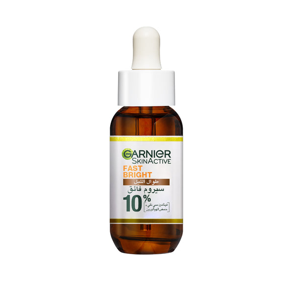 Garnier Fast Bright Overnight Booster Serum 10% Pure Vitamin C & Hyaluronic Acid 30ml