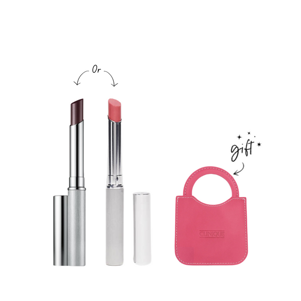 Clinique Almost Lipstick In Black Or Pink Honey + Free Pink Mirror Bundle