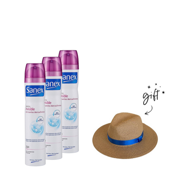 Sanex Dermo Invisible Anti-Perspirant Spray Buy 3 Get Hat Bundle