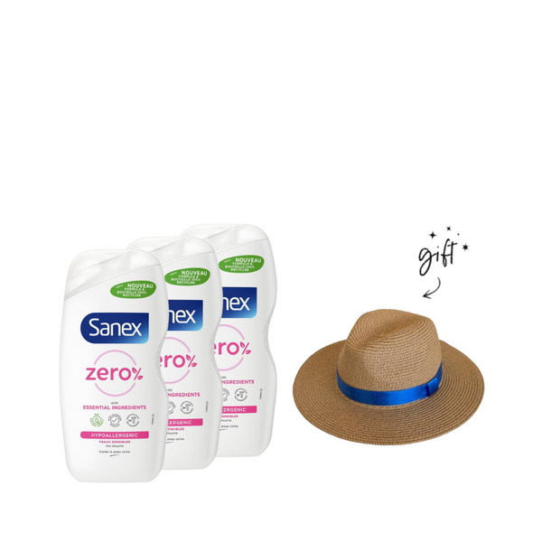 Sanex Zero % Shower Gel Buy 3 Get Hat Bundle