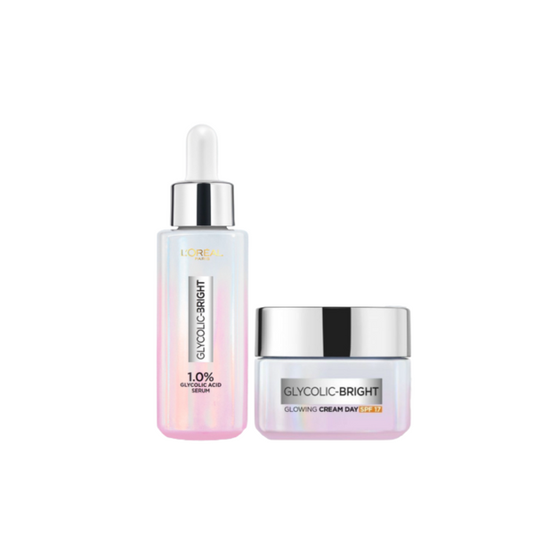 L'oreal Paris Glycolic Serum And Cream Bundle + Free Gift At 20% Off