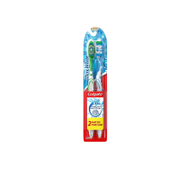 Colgate MaxWhite Whitening Twinpack Medium Toothbrush