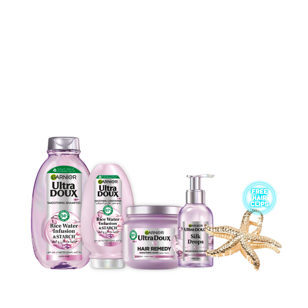 Garnier Ultra Doux Rice Water Full Range Bundle + Free Hair Clip At 15% Off