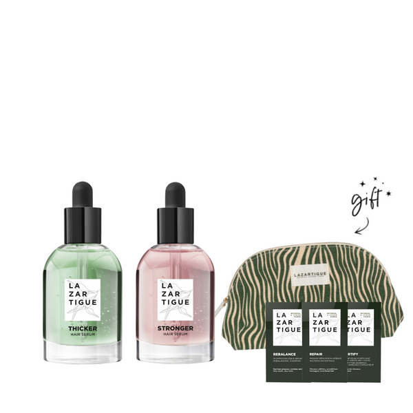 Lazartigue Thicker& Stronger Hair Bundle + Free Pouch & Minis