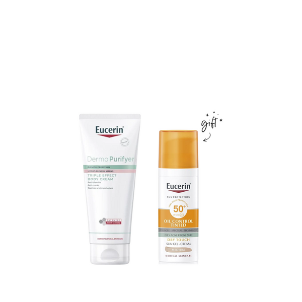 Eucerin DermoPurifyer Triple Effect Body Cream + Free Sunscreen Bundle