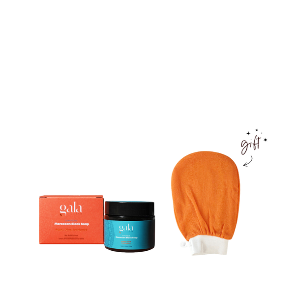 Gala Lab Luxurious Moroccan Black Soap + Free Exfoliating Glove Bundle