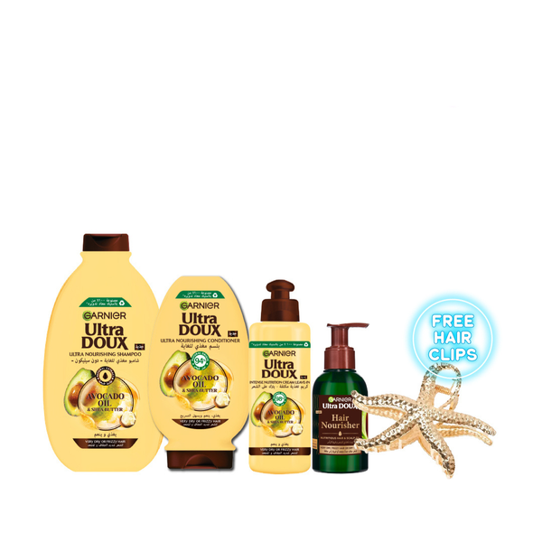 Garnier Ultra Doux Avocado Full Routine Bundle + Free Hair Clip At 15% Off