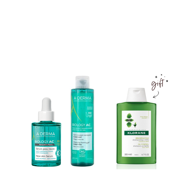 A-derma Biology AC Serum & Cleanser Bundle + Free Shampoo