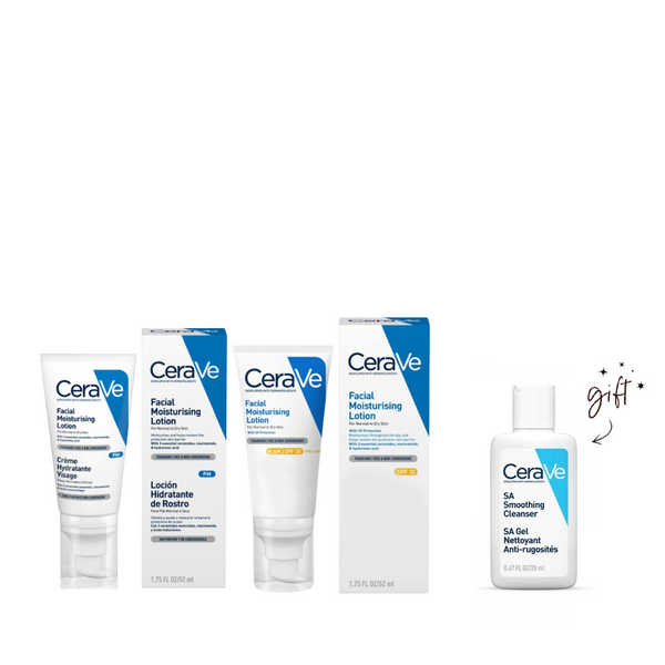 CeraVe Facial Moisturising AM PM Routine Bundle + Free Cleanser