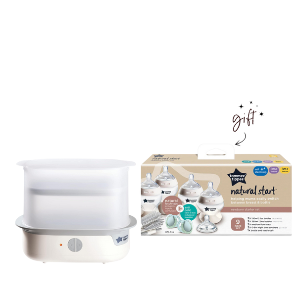 Tommee Tippee Baby Bottle Steriliser + Free Bottles Set Bundle