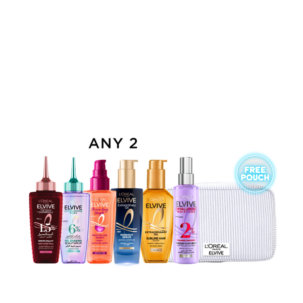 L’Oréal Paris Elvive Hair Serum Duo Bundle + Free Elvive Pouch At 25% Off