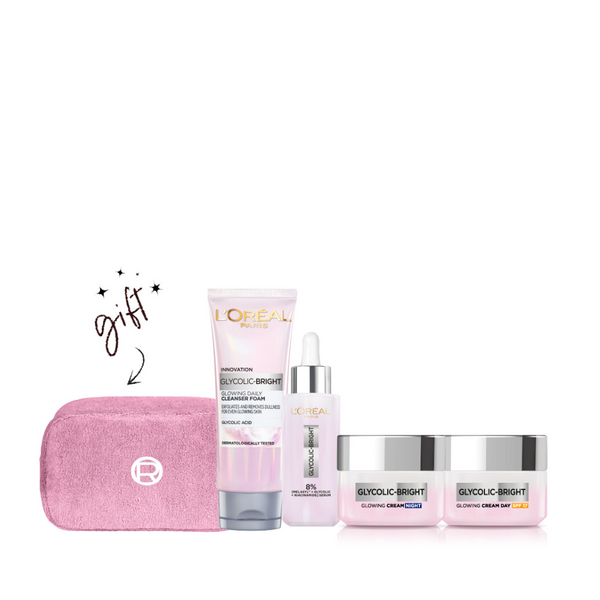 L'Oréal Paris Glycolic Bright Glow Routine Bundle + Free Pouch At 20% Off