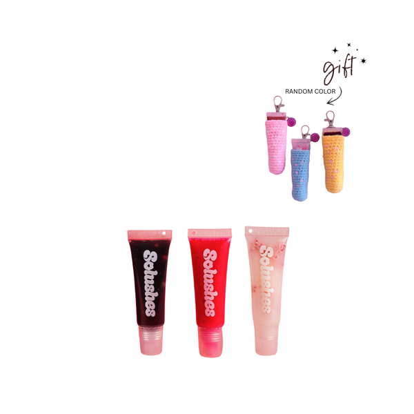 Solushes Lip Gloss Trio Bundle + Free Lippies Holder Keychain