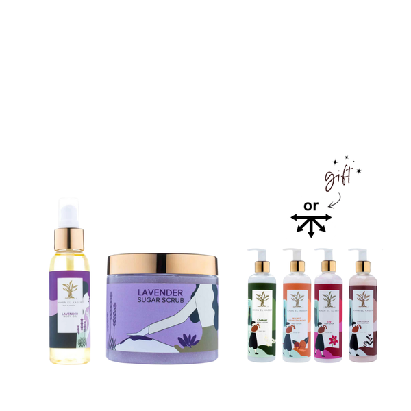 Khan El Kaser Body Oil & Sugar Scrub Bundle + Free Mini Lotion