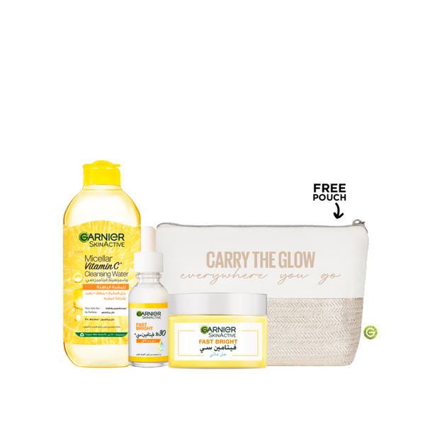 Garnier Fast Bright Vitamin C Routine Bundle + Free Pouch At 15% Off