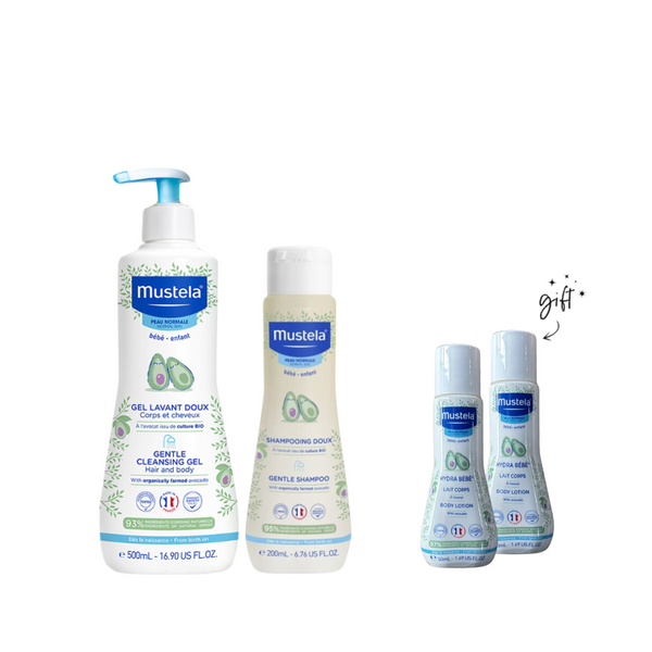 Mustela Normal Skin Cleanser And Shampoo Bundle + Free 2xBody Lotion