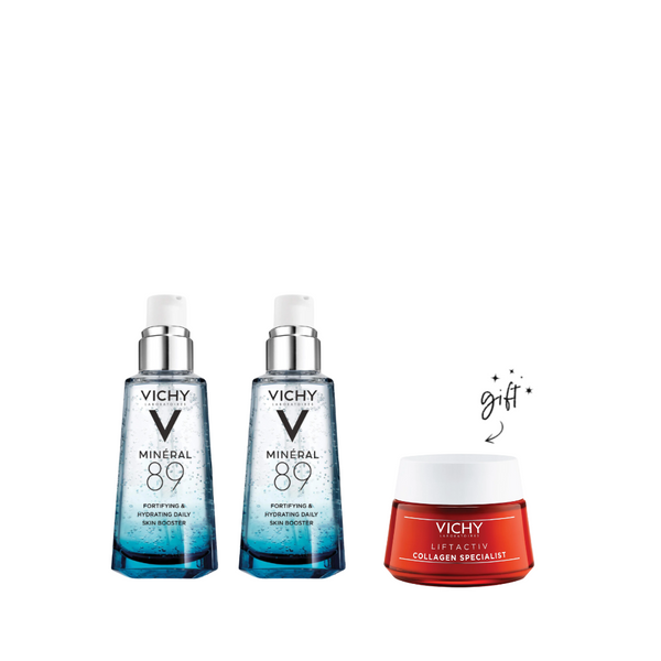 Vichy Mineral 89 Hyaluronic Acid Serum Duo + Free Cream Bundle