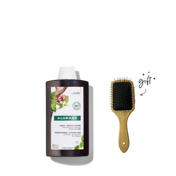 Klorane Fortifying Shampoo with Quinine and B Vitamins + Free Hair Brush Bundle