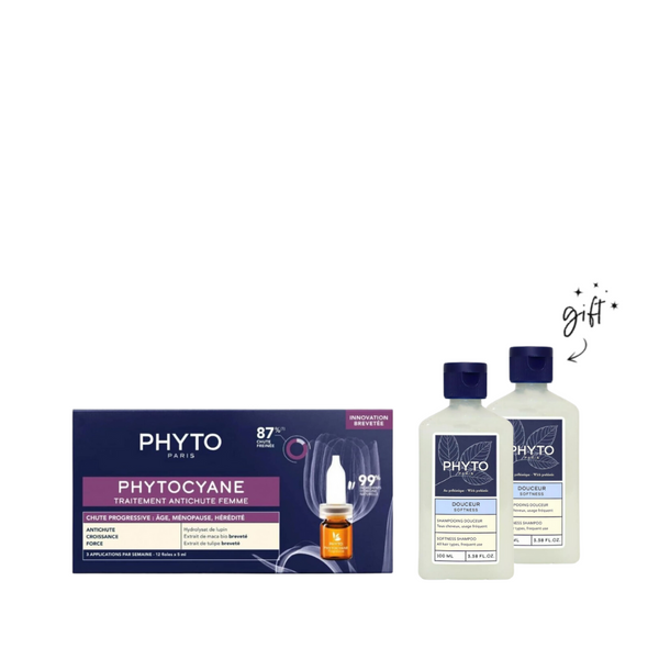 Phyto Phytocyane Progressive Ampoules + Free 2xShampoo Bundle
