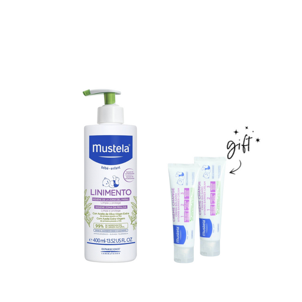 Mustela Liniment Diaper Change Cleanser + Free 2x Mini Cream Bundle